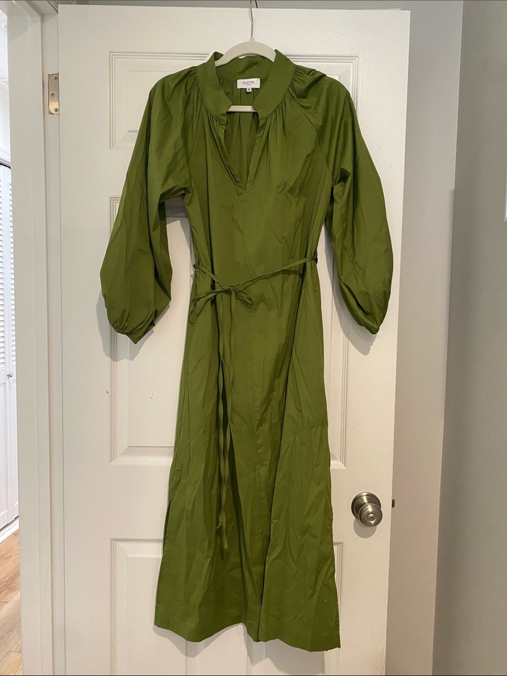 Duster Olive Green Collared Midi Dress